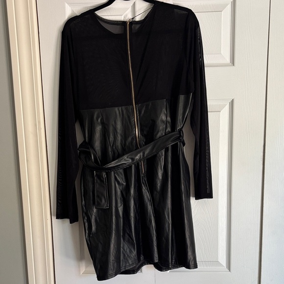 Elegant Black Faux Leather Mini Dress - Picture 6 of 8